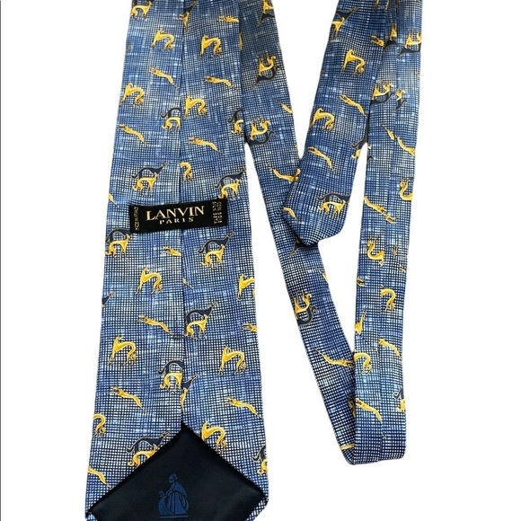 Lanvin Paris silk blue Egyptian Hounds tie - Picture 5 of 7